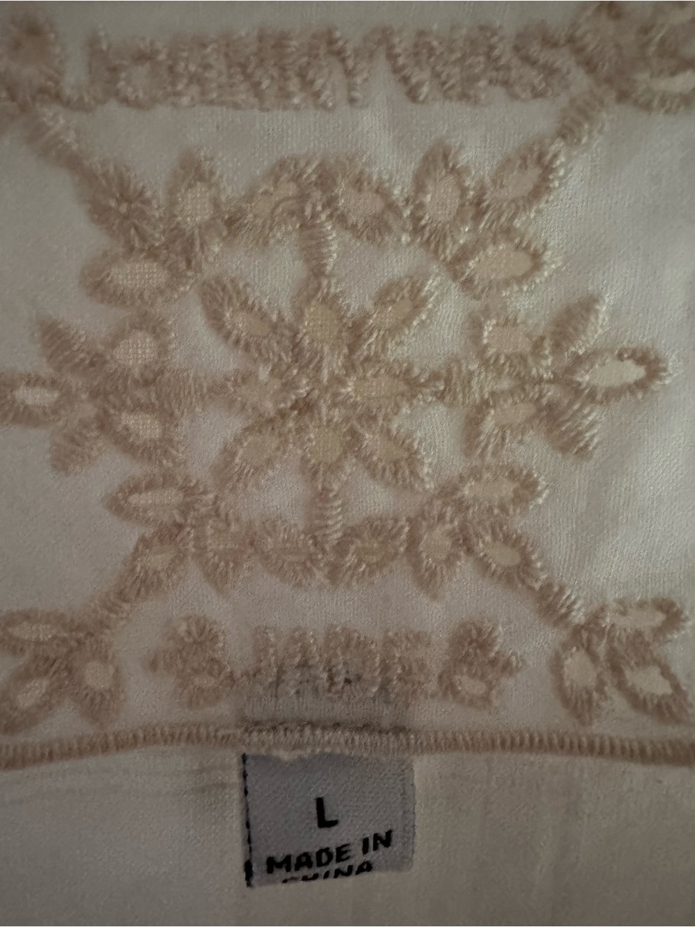 Johnny Was Cream and White Patchwork Lace Button-Front Blouse - Picture 2 of 4